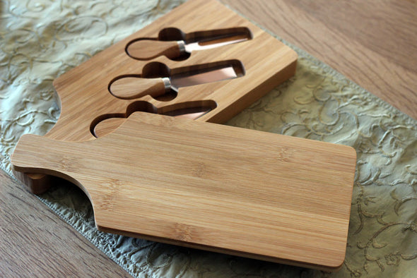 Personalised Cheeseboard with Knife Set with name and year engraved