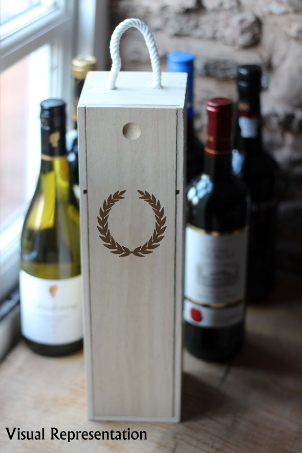 Personalised Single Wooden 70th birthday wine box, includes a choice of wine.